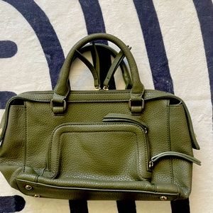 Green faux leather bag